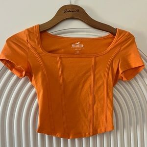 Orange Hollister Bustier Corset Baby Tee